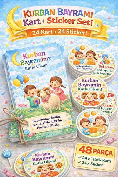 Ceres Studio Kurban Bayramı Kart + Sticker Seti 2 (48 Parça)