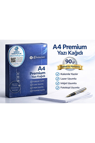 Orbak Kağıt A4 Kağıt 90 gr 1 Adet – Premium Yazıcı ve Kalem Uyumlu Ofis Kağıdı