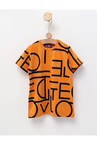 MiniKids Γράμματα σε μπλουζάκι premium, πορτοκαλί σχέδιο