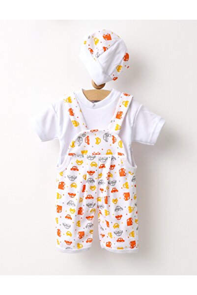 MiniKids Βρεφικό σετ 3 τεμαχίων Αυτοκίνητα λευκό-πορτοκαλί