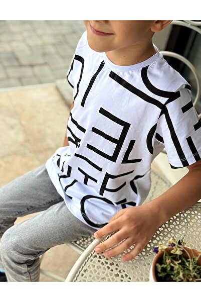 MiniKids Tricou premium Litere, model alb