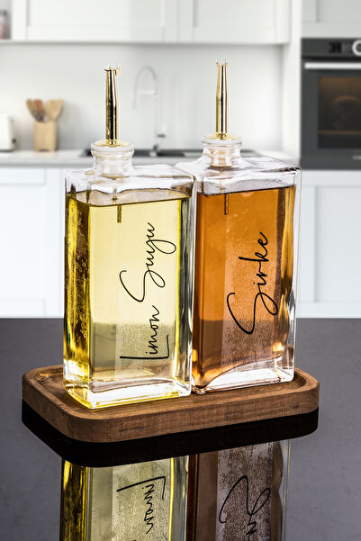 Dolkin Home Set of 2 500ml Glass Sauce Bowl, Vinegar Bowl, Oil Bowl with Wood...