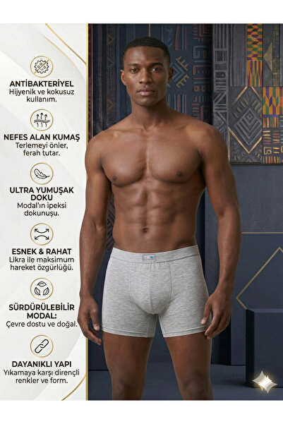 Lavint Homewear Ανδρικό μποξεράκι με πετσέτα στη μέση, γκρι μελανζέ, μοντάλ λ...