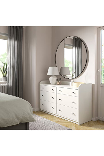Al Saadah Home خزانة بستة أدراج، بيضاء، 138 × 84 سم