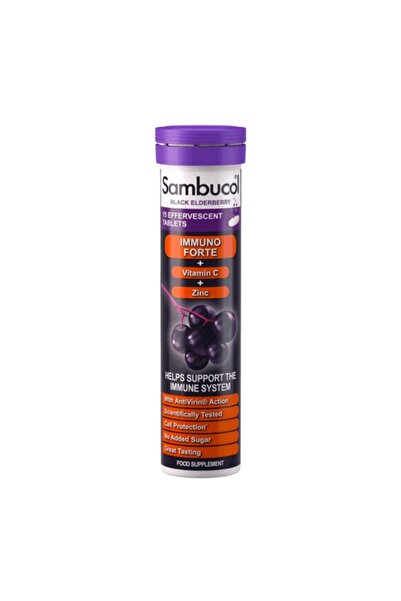 Sambucol Immuno Forte+ Black Eldeberry Vitamina C și Zinc Comprimate efervesc...