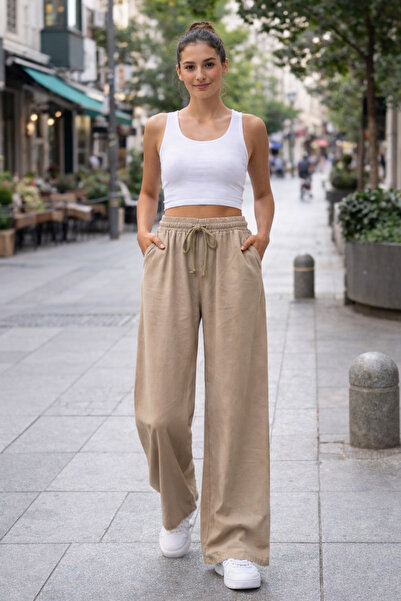 AYHAN Ελαστικό ελαστικόκορμο στη μέση, φαρδύ παντελόνι από Λυοσέλ