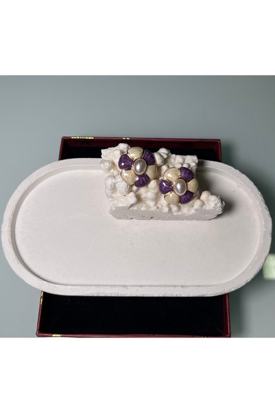 MOJOMIX Pearl Purple Color Pearlescent Flower Earrings