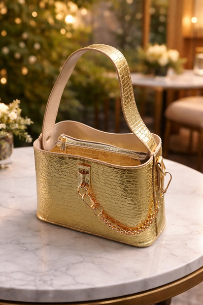 ABAD.HANDMADE Alara çanta altın gold el omuz askılı zincir aksesuarlı