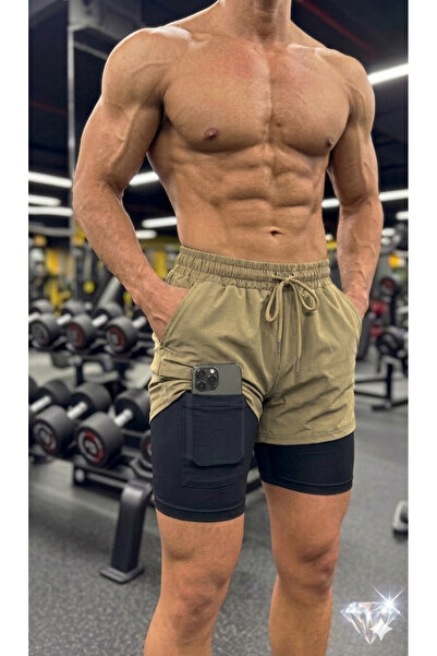 KAPHONE Men's 4-Pocket Towel Holder Sports Shorts with Leggings