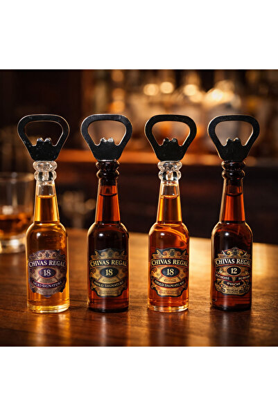 hediyeconcepti 4'lü Set İkonik İçki Şişesi Tasarımlı Magnetli Şişe Açacağı De...