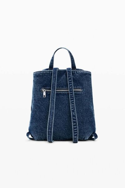 Rucsac mic din denim cu imprimeu floral - Imagine 3
