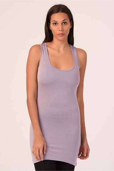 DISENTIS MODEST Μακρύ λιλά κορμάκι από βισκόζη Rambo με χοντρά λουράκια