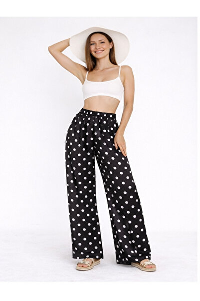 FARBE ER FASHION COOL μαύρο παντελόνι με λευκά πουά