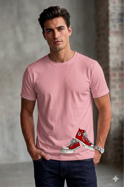 VODEXA Men's Oversize T-Shirt Double Shoes Printed 100% Cotton T-Shirt Comfor...