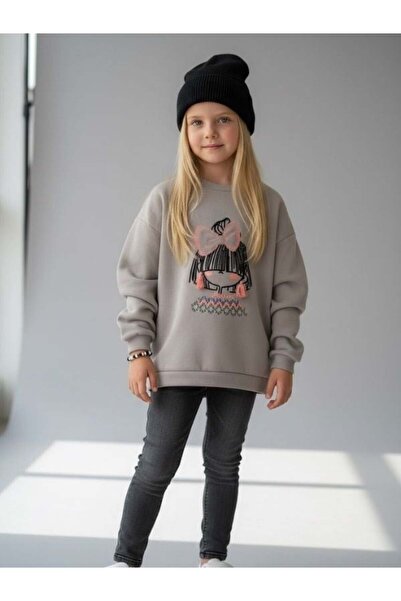 Zekids Κοριτσίστικο φούτερ με χοντρή επένδυση και φιγούρα κοριτσιού στο εσωτε...