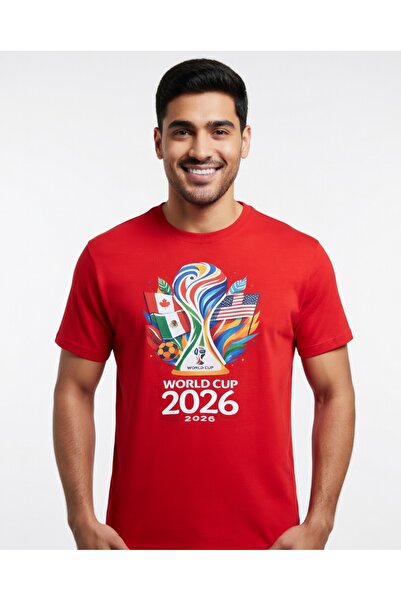 Efendioğlu Design Kısa kollu Kupa görselli 2026 Dünya kupası Logolu Amerika-m...
