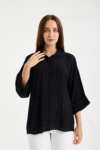 jöns since 1997 Γυναικείο πουκάμισο με διπλό μανίκι, με ριγέ σχέδιο και φαρδι...