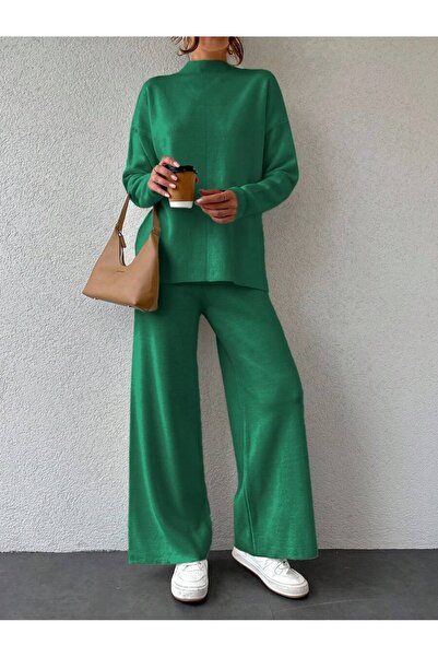 Iuliashop Ținută tricotată cu pantaloni verde Egonia