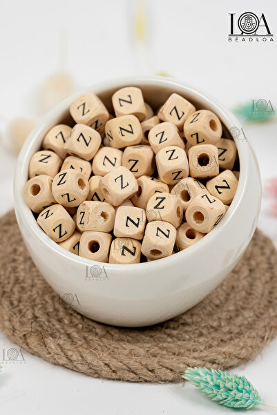 LANDOFACCESSORY 10 mm Wooden Letter Beads Single - Letter Z - Alphabet Beads ...