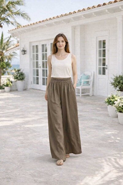 Butik Şans Women's Elastic Waist Pocket Lyocell Oversize Trousers