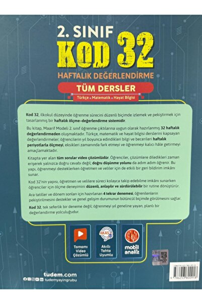 Tudem TUDEM 2.Sınıf Kod 32 - Tüm Dersler Haftalık Değerlendirme Testleri - Süreç Odaklı Denemeler - 2026