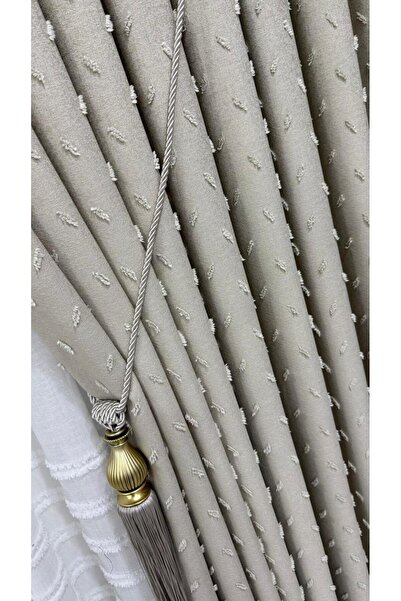 Fon Dünyası Βελούδινη Κουρτίνα Φόντου σε Ανοιχτό Μπεζ (Μονόφυλλη)