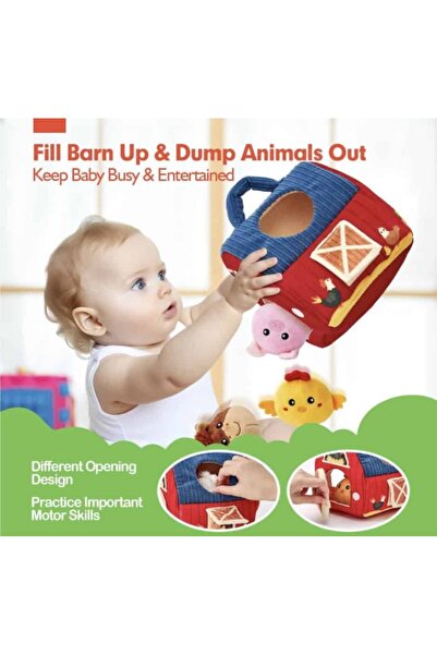 OEM Jucarie senzoriala bebelusi ferma din plus – hambar cu animale moi si activitati interactive