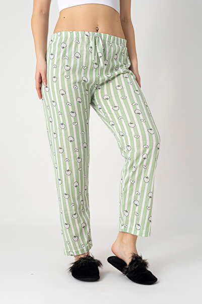 DONEX Pamuklu İnce Nefes Alan Kumaş Kurdele Bel Detaylı Cepsiz Kadın Pijama Altı