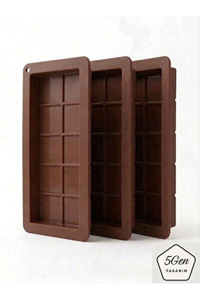 5Gen Tasarım Set of 3 Professional Food Grade Silicone Chocolate Molds - 675m...