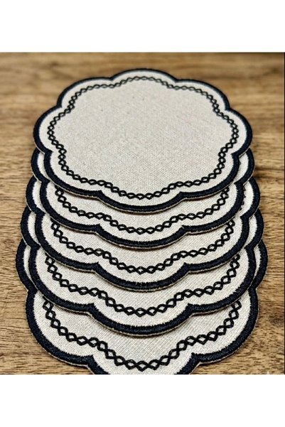 Elriya 6 Pieces Coffee Serving Napkins, Presentation Napkins, Embroidered Coffee Presentation Napkins, Cocktail Napkins