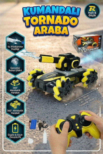 craftivio Uzaktan Kumandalı Şarjlı Akrobatik Tank Araba Su Püskürten Işıklı B...