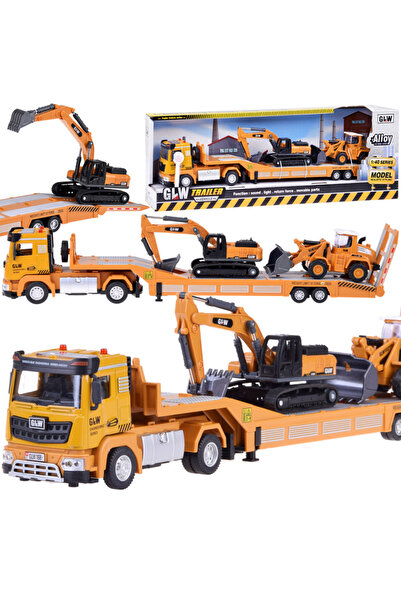 Jokomisiada Set de camion de remorcare, excavator și buldozer cu sunete, de l...