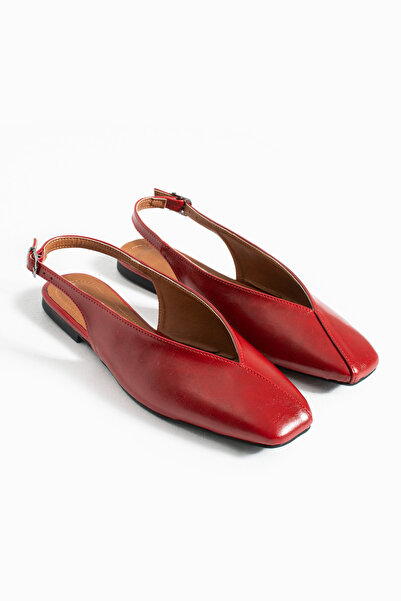 DESPİNA MİA Kadın Haki Kare Burun Babet Arkası Açık Bantlı Şık Günlük Ayakkabı