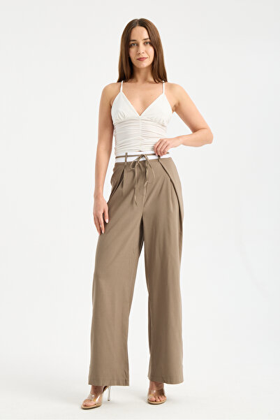 jöns since 1997 Women's Seasonal Pants with Contrast Waistband and Pleated Dr...