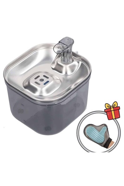 OEM Ανοξείδωτη ποτίστρα νερού για γάτες και σκύλους με φίλτρο + δώρο γάντι