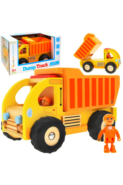 Jokomisiada Camion de gunoi din lemn cu remorcă mobilă pentru copii ZA1810