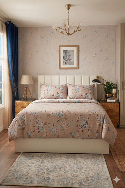 Home طقم غطاء لحاف مزدوج منقوش بالزهور
