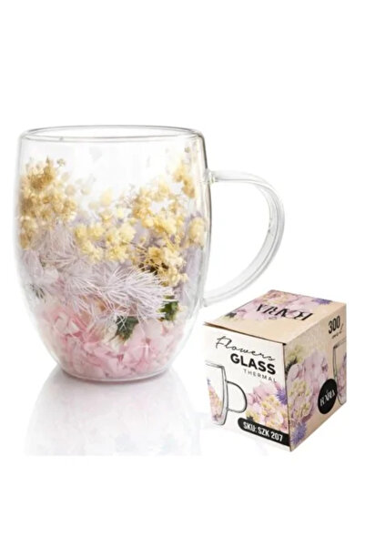 JollyMag Κούπα Διπλού Τοιχώματος από Βοριοπυριτικό Γυαλί 300 ml - Ροζ-Κίτρινα...