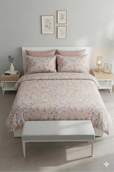 karanihome Floral Patterned Double Duvet Cover Set Bed Sheet Set