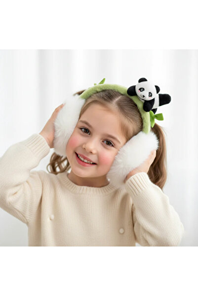 chipiques Ακουστικά από γούνα εκρού με φιγούρα Πάντα - Κατάλληλα για παιδιά κ...