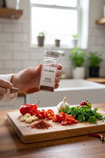 EG75 12 Adet Kare Formlu Cam Baharatlık Seti Yanında 32 Adet Sticker Hediyeli...