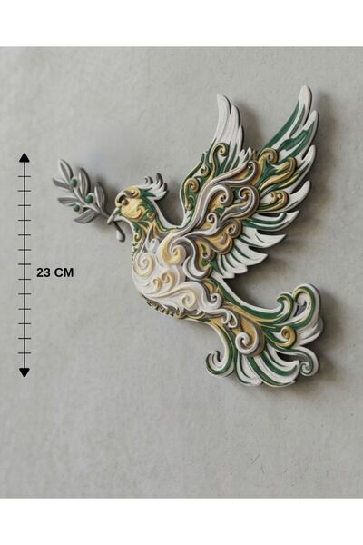 Printorium Çalıkuşu Duvar Süsü 23 Cm – Dekoratif Barış Temalı Kuş Figürü, Mod...