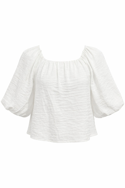 Mixray 4706 Γυναικεία μπλούζα χωρίς πλάτη με μανίκια μπαλόνι και στράπλες εκρού