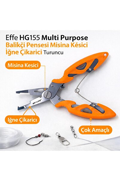 EFFE HG155 Multi Purpose Balıkçı Pensesi Misina Kesici İğne Çıkarıcı Turuncu