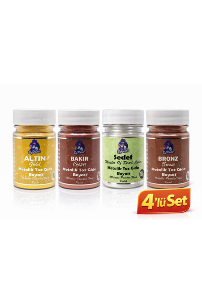 By Paster 4’lü Metalik Toz Gıda Boyası 10 Gr 4x10 Gr Altın, Bakır, , Bronz