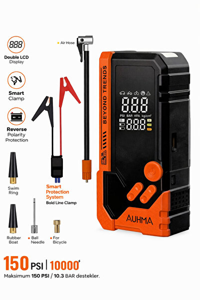auhma A8844 Jump Starter / Akü Takviye Cihazı | 4'ü 1 Arada Powerbank, Hava K...