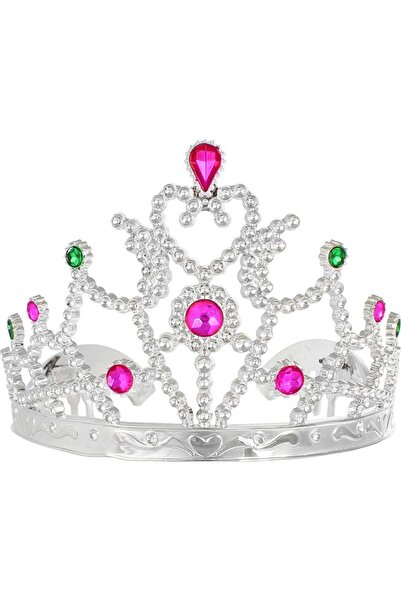 Godan Diademă de prințesă argintie cu pietre - 1 bucată. Universală.