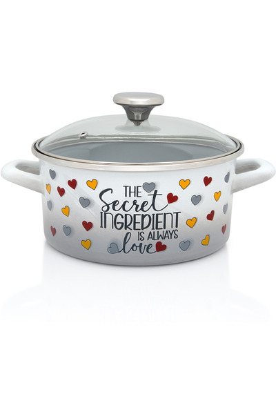 Metalac Secret Ingredient enamel saucepan with glass lid, 20cm, 2.8l