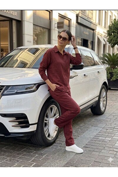 Texclusive Women's Shirt and Pants Set, Muslin Fabric, Oversize Wide Cut, Spr...