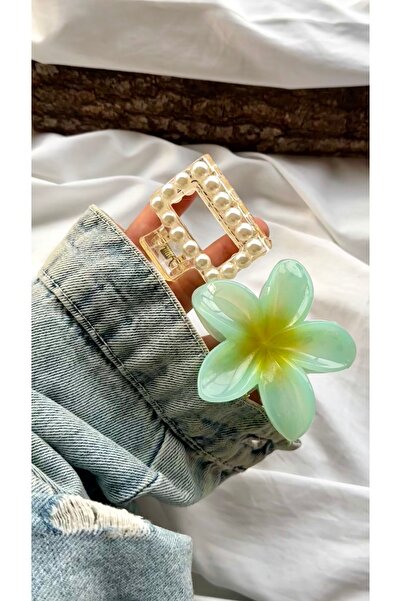 YOYYO Διαφανές ορθογώνιο σετ κούμπωμα με πέρλες και κούμπωμα λωτού - Κομψά αξ...